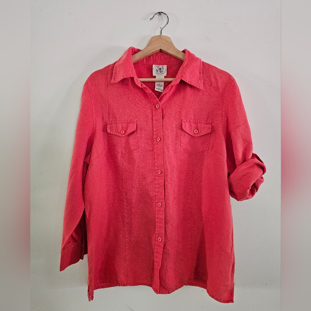 Chaus Organic 100% Organic Linen Shirt Large